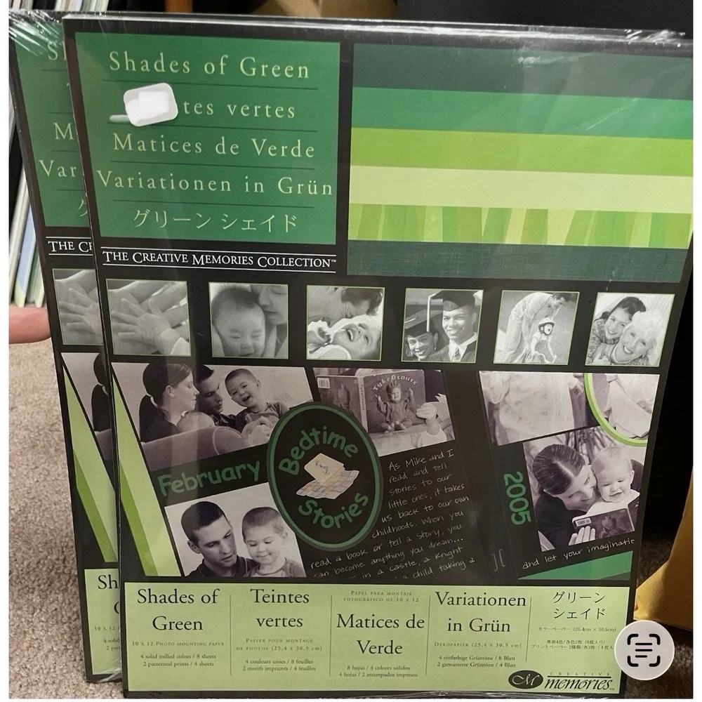 Creative Memories Shades of Green Photo Mounting Paper Pack NEW Vtg 2005 10x12